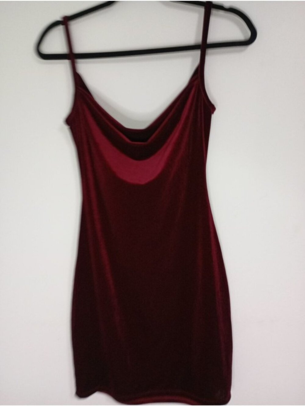Jump Apparel Burgundy Velvet Cowl Neck Mini Dress Baby Doll Size 3/4 Made In USA